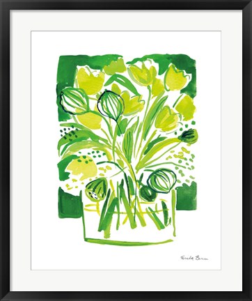 Framed Lemon Green Tulips II Print
