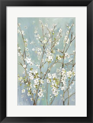 Framed Teal Almond Blossoms Print