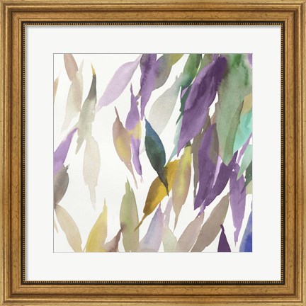 Framed Fallen Colorful Leaves II Violet Version Print