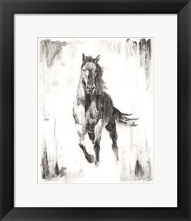Framed Rustic Black Stallion II Print
