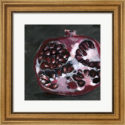 Framed Pomegranate Study on Black I Print