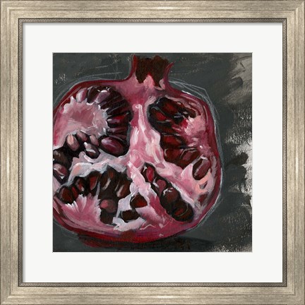 Framed Pomegranate Study on Black II Print