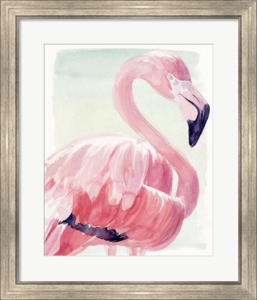 Framed Pastel Flamingo II Print