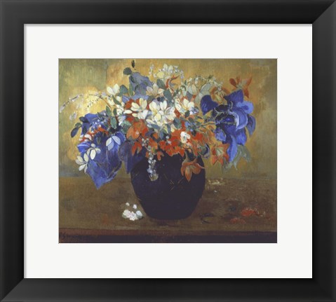 Framed Vase of Flowers, 1896 Print