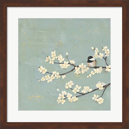 Framed Chickadee &amp; Dogwood I Print