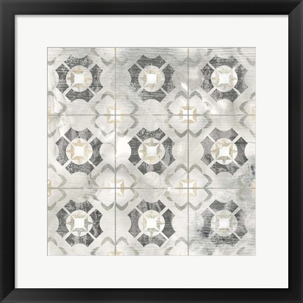 Framed Marble Tile Design III Print
