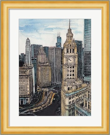 Framed US Cityscape-Chicago Print