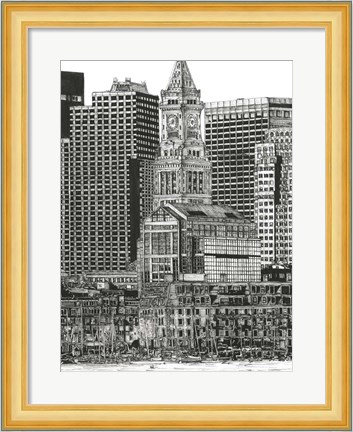 Framed B&amp;W Us Cityscape-Boston Print