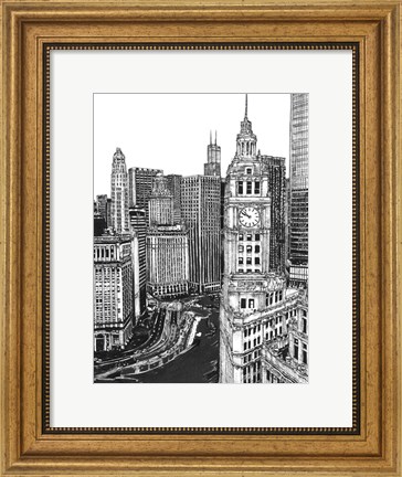 Framed B&amp;W Us Cityscape-Chicago Print