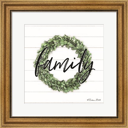 Framed Family Boxwood Wreath Print