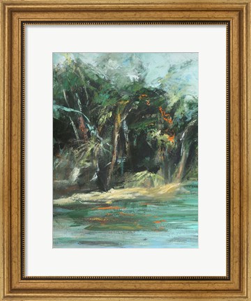 Framed Waterway Jungle I Print