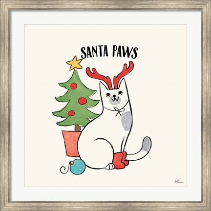 Framed Santa Paws V Print