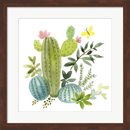 Framed Happy Cactus I Print