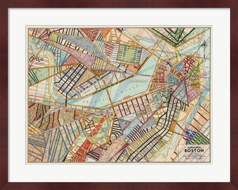 Framed Modern Map of Boston Print