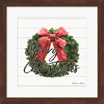 Framed Merry Christmas Wreath Print