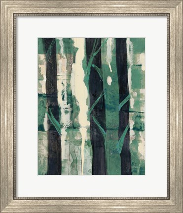 Framed Deep Woods I Emerald Crop Print