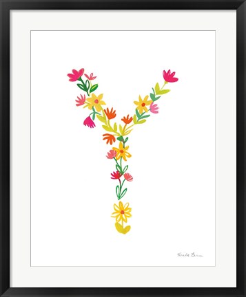 Framed Floral Alphabet Letter XXV Print