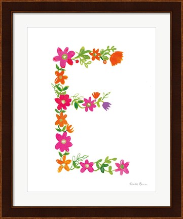 Framed Floral Alphabet Letter V Print