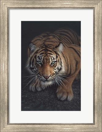 Framed Crouching Tiger - Vertical Print