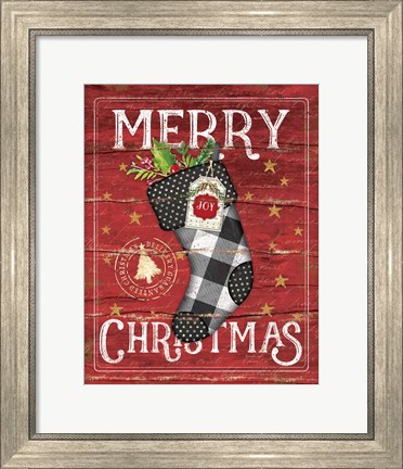 Framed Merry Christmas Stocking Print