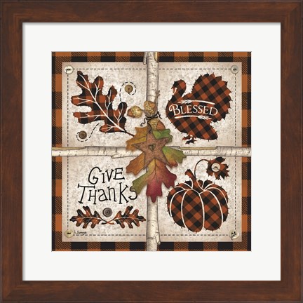 Framed Autumn Four Square Give Thanks Print