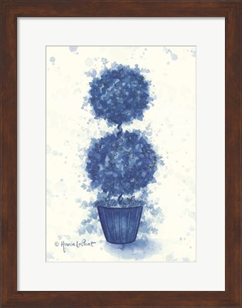 Framed Blue Double Sphere Topiary Print