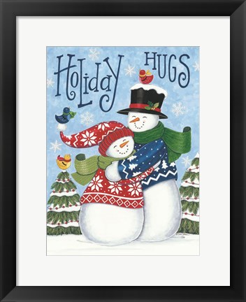 Framed Holiday Hugs Snowmen Print