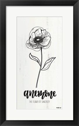 Framed Anemone - the Flower of Sincerity Print