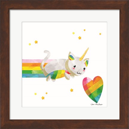 Framed Rainbow Caticorn I Print