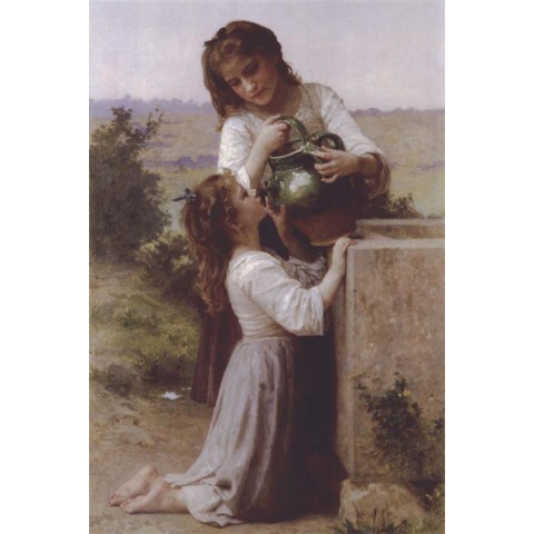 At the Fountain by William Adolphe Bouguereau Art Print