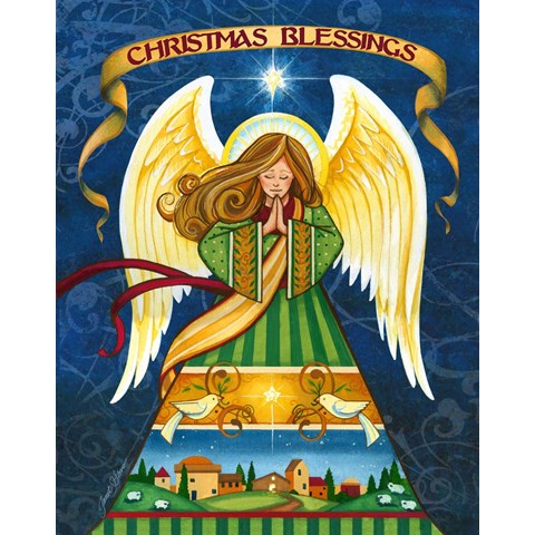 Christmas Blessings Angel by Janet Stever Art Print