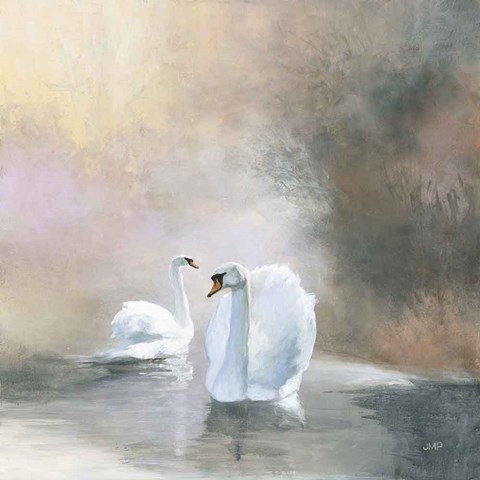 Swans in Mist by Julia Purinton Art Print
