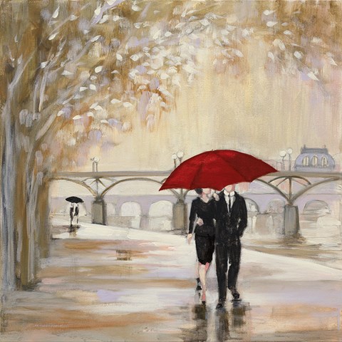 Romantic Paris III Red Umbrella by Julia Purinton Art Print