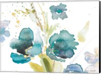 Blue Watercolor Modern Poppies I Fine Art Print