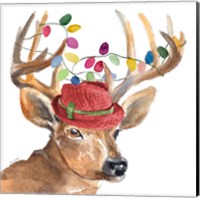 Christmas Light Reindeer Hat Fine Art Print