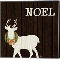 Wooden Deer with Wreath I Fine Art Print