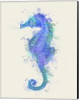 Seahorse Rainbow Splash Blue Fine Art Print