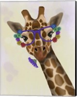 Giraffe and Flower Glasses 1 Fine Art Print