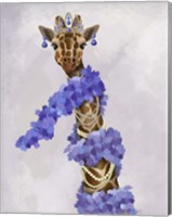 Giraffe with Purple Boa Fine Art Print
