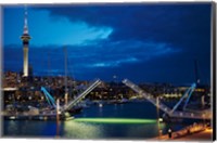 Wynyard Crossing Bridge, And Skytower, Auckland Waterfront, New Zealand Fine Art Print