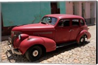 Central America, Cuba, Trinidad Classic American Car In Trinidad Fine Art Print