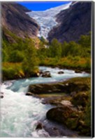 Norway Briksdal Glacier And River Fine Art Print