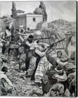 First World War (1914-1918) Inhabitants Of Town Of Serbia Fight Against Austrian Troops Fine Art Print