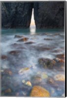 Ocean Spray Over Lichen Covered Rocks At Arch, Harris Beach State Park Fine Art Print