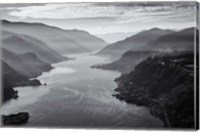 Aerial Landscape Of The Columbia Gorge, Oregon (BW) Fine Art Print