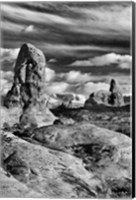 Turret Arch And The La Sal Mountainsm Utah (BW) Fine Art Print