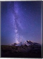Stars And The Milky Way Above Mt Rainier And Burroughs Mountain Fine Art Print