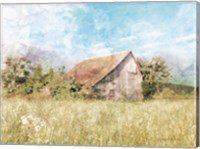 Spring Green Meadow by the Old Barn Fine Art Print