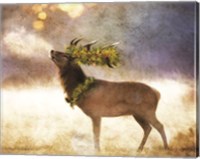 Holly and Ivy Stag Fine Art Print