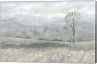 Country Meadow Windmill Landscape Neutral Fine Art Print